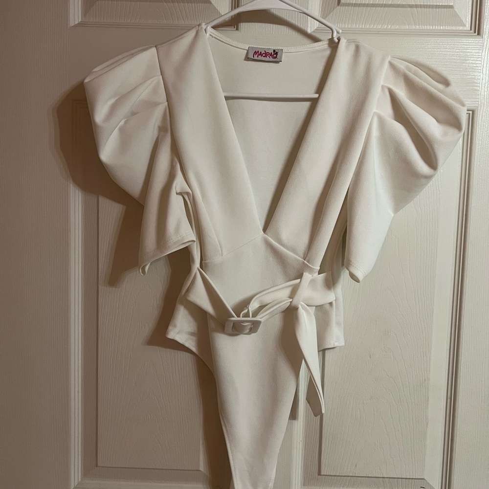 White Puff Sleeve Bodysuit